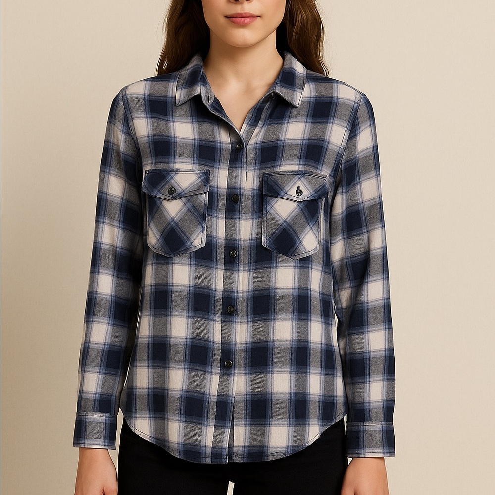 Plaid Button Down Shirt - Blue, White, and Grey - EST 1964
